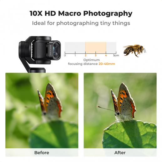 Magnetic Close Up Macro Lens Filter for DJI Osmo Pocket 3, 10X Magnification, Macro 25-40mm Focal Length with 28 Multi-Layer Coatings Magnetic Close Up Macro Lens Filter for DJI Osmo Pocket 3, 10X Magnification, Macro 25-40mm Focal Length with 28 Multi-Layer Coatings